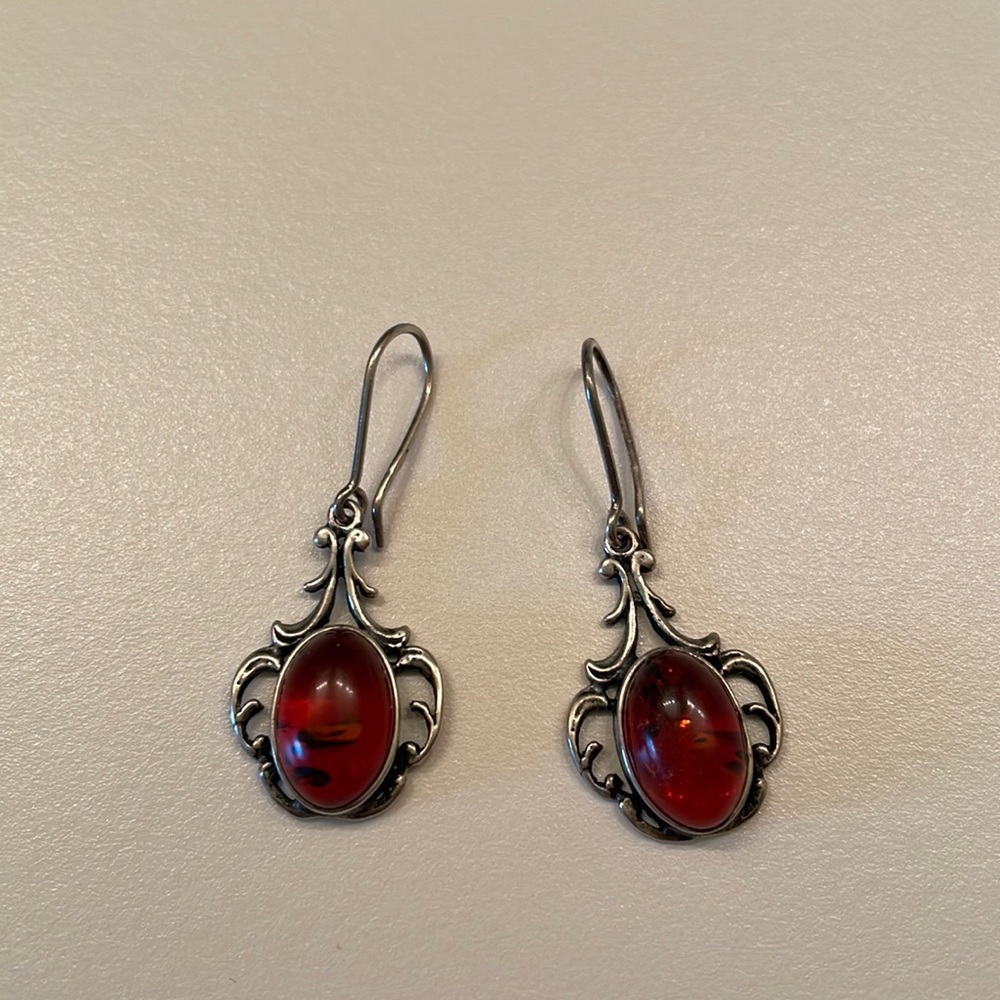 Sterling silver amber earrings